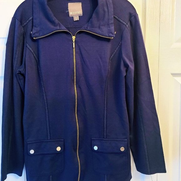 SPANNER Sporty Navy Jacket w Gold Accents 6 - Picture 3 of 9